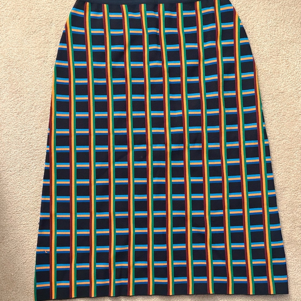 TORY BURCH CIRCUIT-PLAID TECH KNIT SKIRT